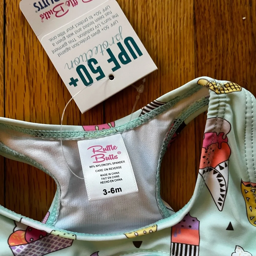 Ruffle Butts Ice Cream Print swimsuit - Mint and Purple